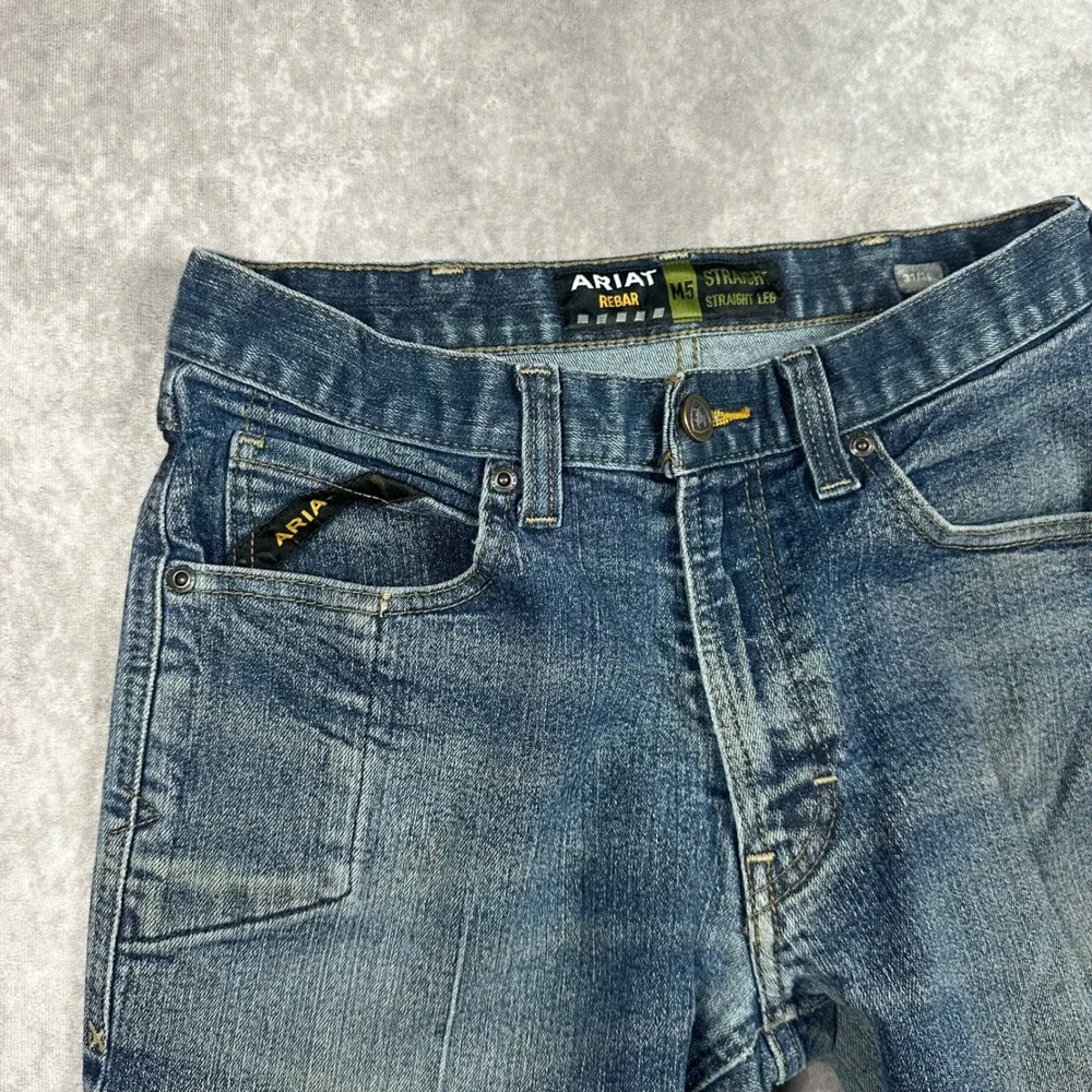 Ariat Rebar M5 Straight Leg Jeans Men 31x36 Medium Wash Durable Workwear Western